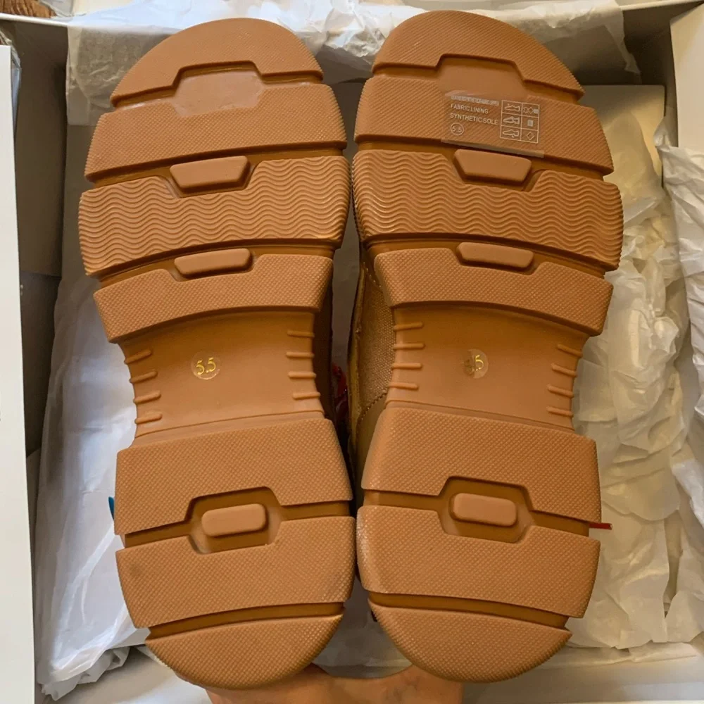 Villa Rouge Gem Winter Boots Cognac Leather Suede Brown Red Laces Women’s 5.5 - Picture 7 of 9